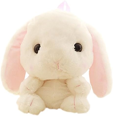 Kids Backpack Cartoon Bunny Bag Cute Rabbit Doll Travel Bag Plush Stuffed Toy Birthday Gift (White)