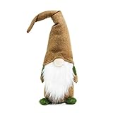 ITOMTE Handmade Swedish Gnome, Scandinavian Tomte, Plush Toy Winter Table Ornament Decoration, Yule Santa Nisse, Nordic Elf Figurine Valentine's Gnome Gifts - 16 Inches, Brown