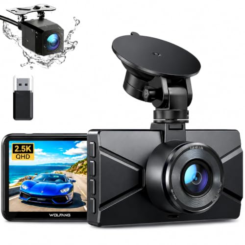 Dashcam, Cámara de Coche Delantera y Trasera 2.5K QHD, Dash Camera para Coches de 170º Gran Angular Monitor de Aparcamiento 24H con Grabación en Bucle y Sensor G