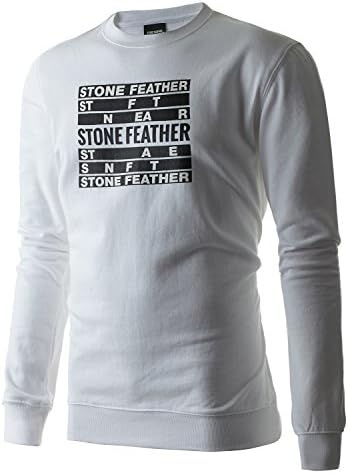 Stone Feather Men's a half?sleeve White Signature Logo Sweatshirt(XL)