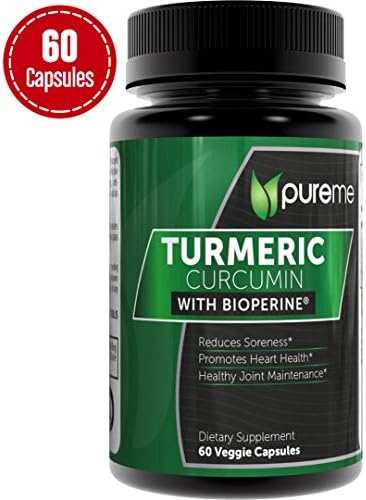 Turmeric Curcumin with Bioperine & Ginger 2620mg/Serving 60 VCaps by Pureme - Great Vegan Joint Pain Relief, Anti-Inflammatory, Antioxidant with 95% Standardized Curcuminoids Supplement
