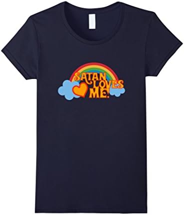 Women's Satan Loves Me T-Shirt Medium Navy