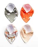 CUTE BABY BIBS BANDANA STYLE for Drooling, Teething, Messy Girls & Boys, Premium 4 Pack, 100% Organic Cotton, The Perfect Baby Shower Gifts for Stylish Moms!