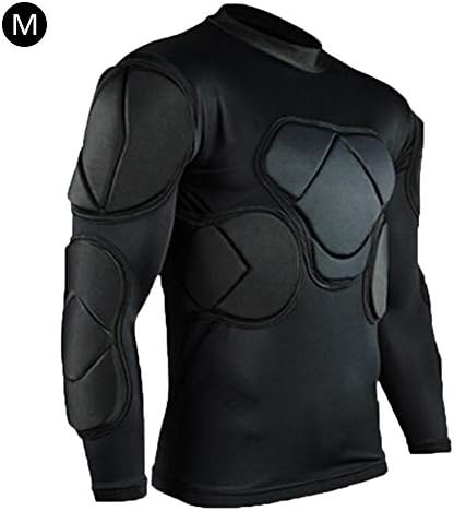 wonderday Goalkeeper Shirt, Men's Padded Football Protecitve Gear Set Long-Sleeve Goalkeeper Mens Body Safe Guard Padded Compression T-shirt For Rugby Basketball Football