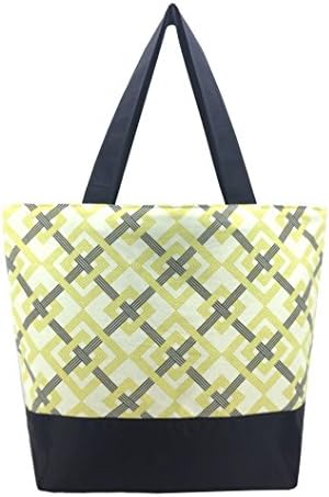 Yellow & Grey Oversized Nylon Tote Bag - Reusable Bag - Waterproof - Washable - Made in USA - Gift for Mom
