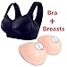 KAHIOE Pocket Bra with Lighe Silicone Breast Fake Froms Mastectomy Bra Cancer Fill Artificial Boobs (XXL for D/DD Cup, Black)