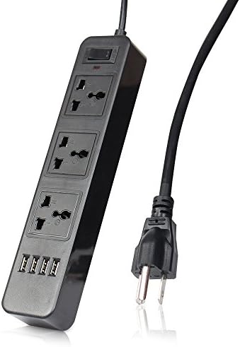 HEPHEAS Power Strip with 4 USB Charging Ports and 3 AC Outlet Surge Protector for Travel, Workbench, Nightstand, Dresser, Home, Office&amp;Hotel.(Black)