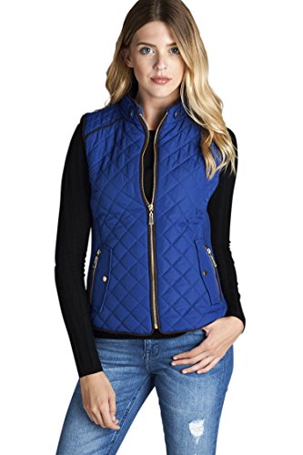 Active USA Quilted Padding Vest With Suede Details (Royal Blue-Small)