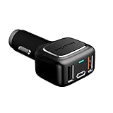 [Qualcomm Certified] 3-port Car Charger Qualcomm Quick Charge 3.0 USB , Type-C [USB-C], Total 33W 6A for Samsung, iPhone, iPad, LG, Nexus, HTC and MacBook More Emergency Car Window Hammer …