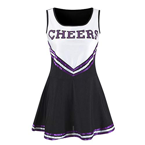 Makroyl Women's Musical Uniform Fancy Dress Complete Outfit High School Cheerleader Costume (Black, Medium)