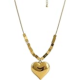 18k Puffy Gold Heart Necklace for Women - Stylish and Hypoallergenic Heart Necklace, Everyday Jewelry, Tarnish-Resistant and Durable, Great Gift for Any Occasion