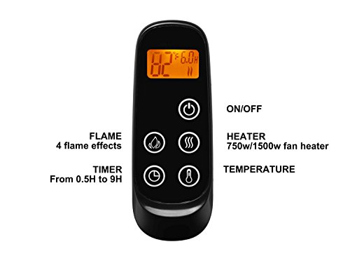 PuraFlame Serena 50 Inches Wall Mounted Linear Electric Fireplace, Log Set, Remote Control, 1500W, Black - Thumbnail 5