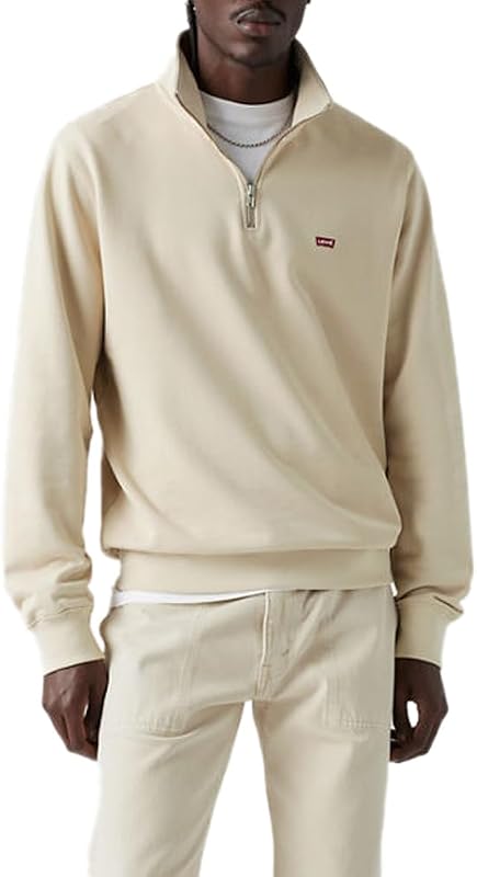 Sudadera Original para Hombre con Cremallera 1/4, Gris Claro, S
