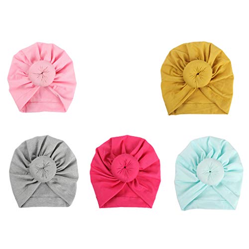 Xuanhemen Kids Baby Turban Knot Baby Headdress Headbands Toddler Bohemian Knot Wrap Hat 1-2 Years Old - Thumbnail 2