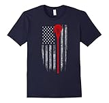 Men's Lacrosse American Flag T-Shirt - Lacrosse Stick Flag T Shirt Medium Navy