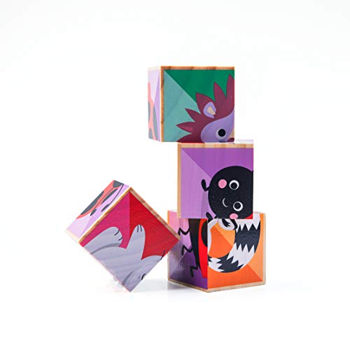 CRUISTORE Toys 6 in 1 Wooden Big Cube Animal Puzzle Blocks | Rabbit,Fox,Raccoon,Bee,Ladybug,Hedgehog Patterns Blocks |Early Educational Toys for Babies Boys and Girls