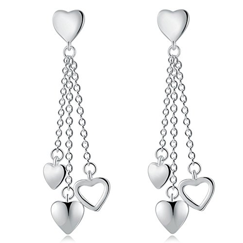 Download Cdet 1Pair Silver Heart Tassel Earring Jewellery Women Drop Dangle Ear Studs Pendant Jewelry ...