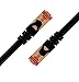 IBRA® 3 Feet CAT 7 RJ45 Ethernet LAN Network Cable CAT7 (Advanced) / 10Gbps 600MHz / S/STP Molded Network/Gold Plated Plug STP Wires/Ethernet Patch LAN Router Modem/Black Round