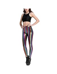 Leggings elásticos para dama, diseño de sirena, talla grande