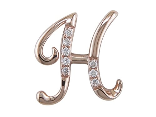 JMS Jewelry18K Rose Gold Initial "H" Pave with Diamond Pendant (72)