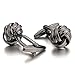 INBLUE Men's 2 PCS Rhodium Plated Cufflinks Black Love Knot Shirt Wedding Business 1 Pair Set