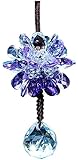 Luckly Crystal Glass Flower Car Hanging Ornament Car Rear View Mirror Pendant Car Accessories (Purple 1)