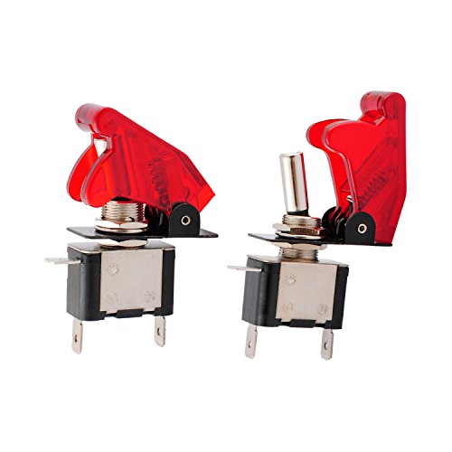 Wadoy LED SPST Toggle Switch 12V with Red Cover for Car Automative 20A Auto On Off Switch Button (2 Pcs)