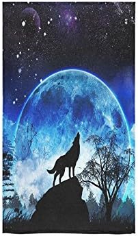 Cool Wolves Life In The Forest Wolf Custom Beach Hotel Travel Washcloth Hand Towel Warmer Soft and Comfortable 80% Polyester 20% Cotton, (16" x 28")