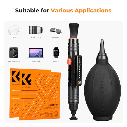K&F CONCEPT 4 in 1 Cleaning Kit (Cleaning Cloth + Microfibre Cloth + Photo Bulb) for SLR Camera Lens