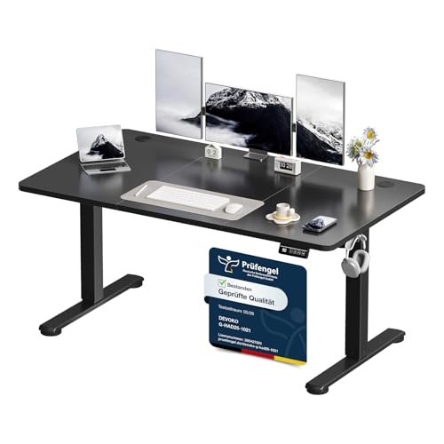 Devoko Elektrisch Höhenverstellbarer Schreibtisch 140 x 60cm,Schwarz