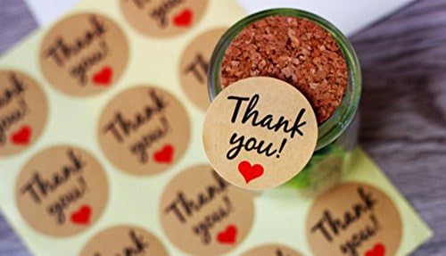 DecuT Heart-Shaped Thank You Craft Paper Sticker Label - Set of 120 Adhesive Labels