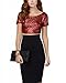 Women's Glitter Sequins Backless Crop Tops Candy colors Short Sleeve T-shirt