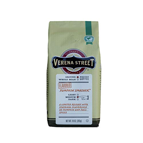 Verena Street 10 Ounce Flavored Ground Coffee, Pumpkin Smasher, Fall Seasonal Coffee, Rainforest Alliance Certified Arabica Coffee