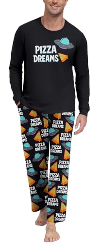 PrinStory Funny Pizza Dreams Pajamas For Men - UFO Alien Graphic Sleepwear Set, Comfortable Loungewear Casual Sleepwear Gift For Him XL at Amazon