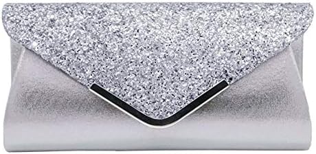 Sequined Flap Envelope Clutch Purse Solid Lustrous Party Handbag Shiny Glittered Evening Bag