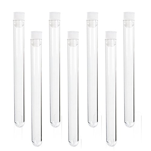 Superlady 48pcs 16x150mm clear plastic test tube with caps for scientific experiments, party, decorate the house, candy storage