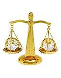 Law Scales of Justice Balance 24k Gold-Plated Ornament with Swarovski Crystals