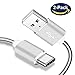 HOISAN USB C Cable 2-Pack 3ft Metal USB Type-C Charging Cord Fast Charge and Data Transfer for Samsung Galaxy S9 S8 Plus Note 8,LG V20 V30 G5 G6,Pixel XL,Nintendo Switch - Silver