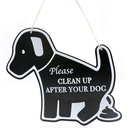 Handook No Dog Poop Signs for Yard, Clean Up After Your Dog Sign, Funny Metal No Poop Signs for Lawn, Perfect for Outdoor Lawn and Garden (hang-1)