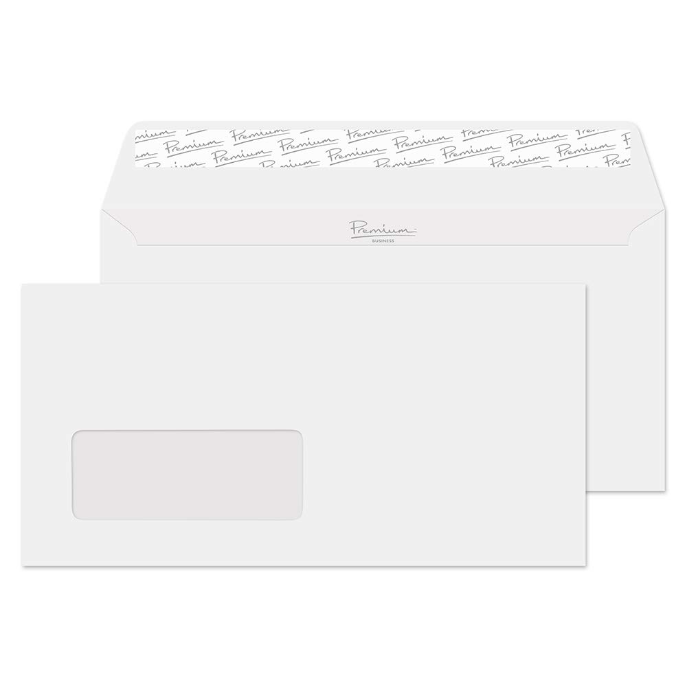 Blake Business DL 110 x 220 mm 120 gsm Peel & Seal Wallet Window Envelopes (37884) Brilliant White Wove - Pack of 500