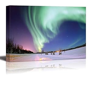 Canvas Prints Wall Art - Aurora Borealis Northern Lights | Modern Wall Decor/Home Decoration Stretched Gallery Canvas Wrap Giclee Print. Ready to Hang - 12" x 18"