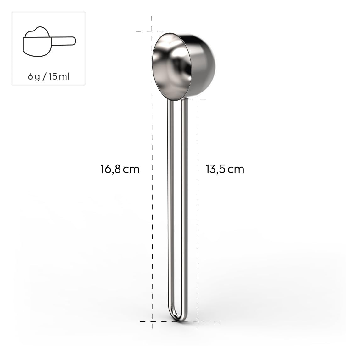 Xavax Kaffeelöffel Edelstahl rostfrei (Kaffeemesslöffel lang 16,8 cm, Dosierlöffel für 6 g oder 15 ml Kaffee, Matcha, Tee, Kakao, Backzutaten, einfache Dosierung, Kaffeemaßlöffel zum Aufhängen) silber 2