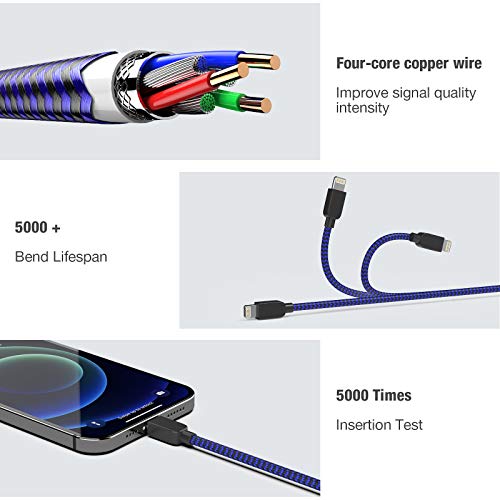 MVQIN iPhone Ladekabel [5Stück 1/1/2/2/3M] Lightning Kabel Nylongeflecht Schnellladekabel and Datenkabel für Phone 11/11Pro/11Pro MAX/X/XS MAX/XR/8/8 plus/7/7 plus/6s/6s plus/6/6 Plus/SE
