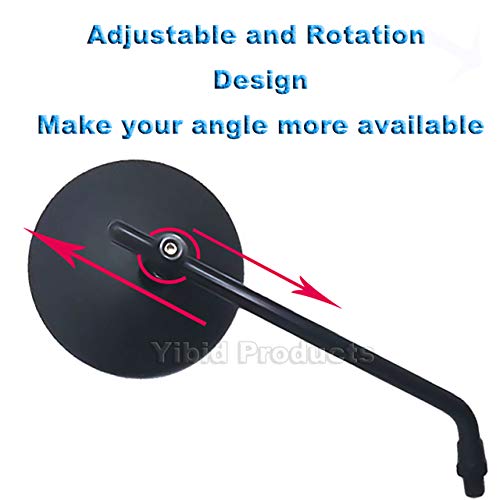 Yibid Universal 4" Round Motorcycle Rearview Side Mirrors Matte Black Classic Retro Mirrors Multi-fit for Harley Cruiser Chopper Cafe Racer Sportster Bobber Touring Dyna Honda Kawasaki Suzuki Yamaha - Thumbnail 3