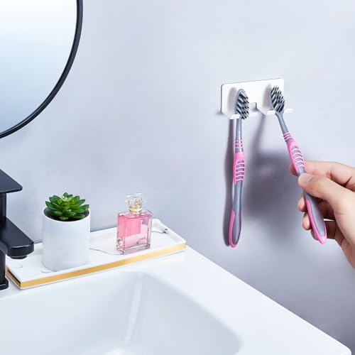 GGQ Electric Toothbrush Holder - Wall Mounted Toothbrush Holder in Holder Electric Toothbrush Heads Without Drilling for Bathroom Toothbrush Holder Self-Adhesive (White, Small)
