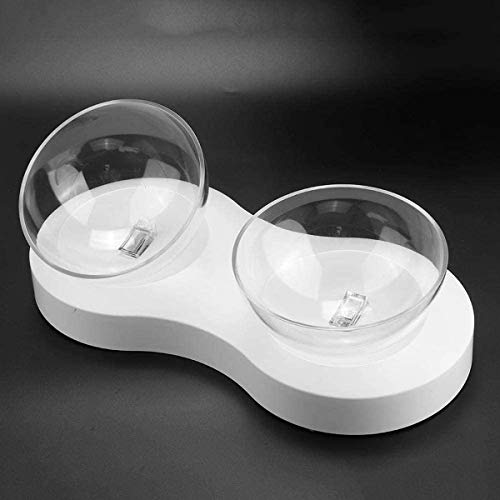 SKJIND Tilted Cat Double Bowls With Raised Stand,Transparent Non-spill Feeder Cat Feeding Bowl,Pet Food Water Bowl Perfect for Cats and Small Dogs
