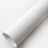 PEATOP Carbon Fiber Vinyl Wrap Bubble Free Air Release 4D Texture Sheet Roll Film Anti-Wrinkle White (60