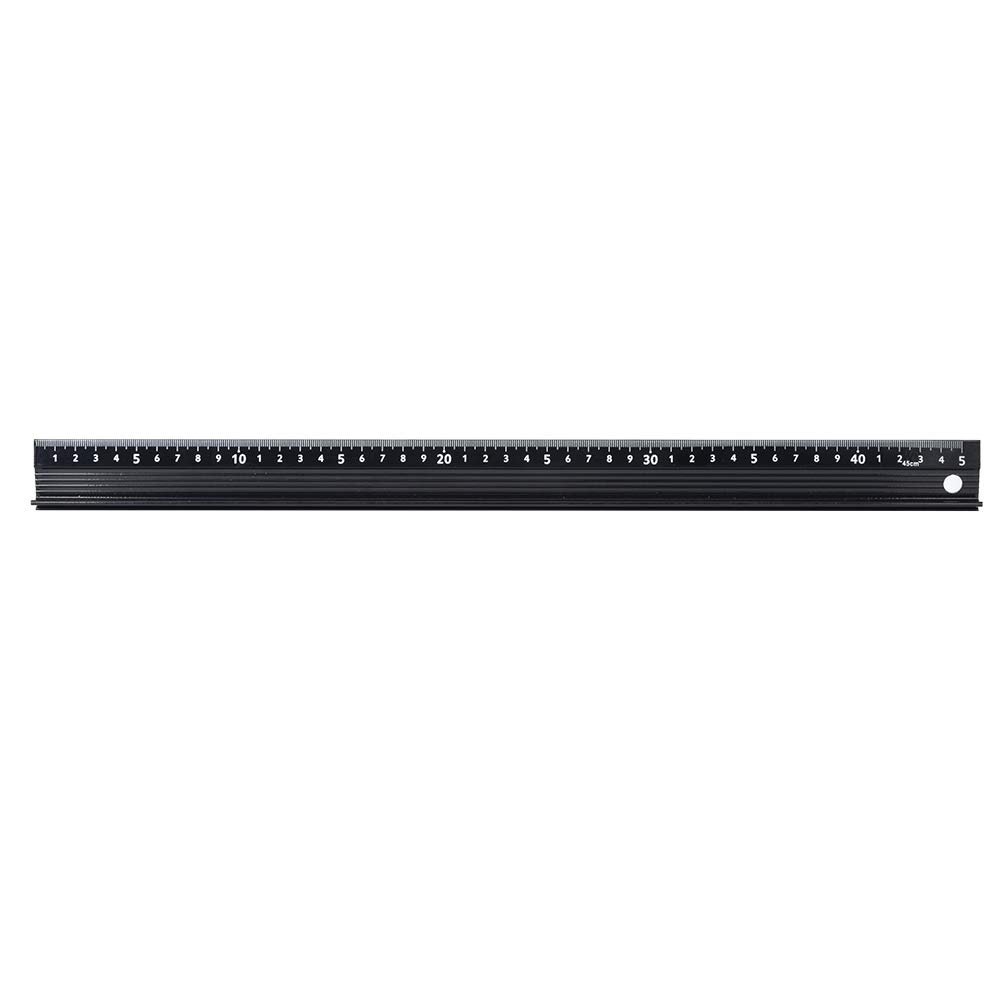 Oumefar L-Type Cutting Ruler Metric Metal Ruler High Accurate Measuring Tool Rubber Backing for Length Measurement Straight Line Cutting(L type 45cm)