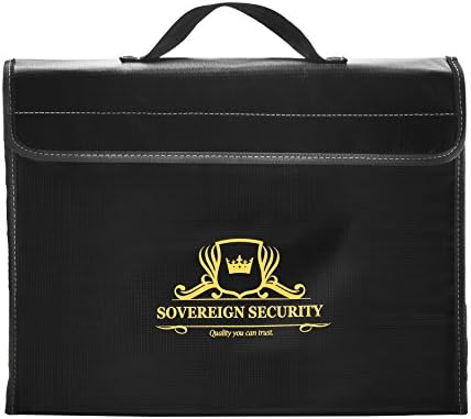 Fireproof, Water Resistant Bag for Money, Jewelry, Documents, Laptops, Papers, Valuables | 16” Wide Heavy Duty Fireproof Bag Safe | Durable, Fire and Water Resistant Document Bag with Pouch