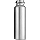Gteller Stainless Steel Vacuum Insulated Water Bottle 34/25/20/17/12oz 18/8 for Hot and Cold Drinks, Double Walled, Leak Proof (Silver(20oz))
